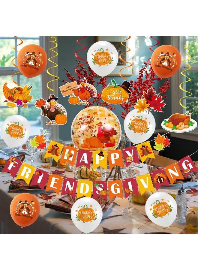 LeeSky Happy Friendsgiving and Thanksgiving Banner, Hanging Swirls, Balloons - Party Decorations - Image 3