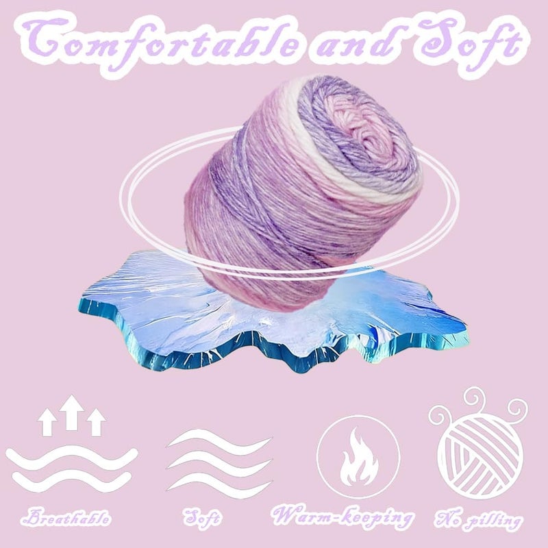 Yarniss Gradient Cake Yarns 4 Pack of 100g(3.52oz), Cake Yarn for Crocheting & Knitting,Soft Cake Rainbow Cotton Yarn for Sweater,Shawl,Scarf-Purple Gradient - Image 2