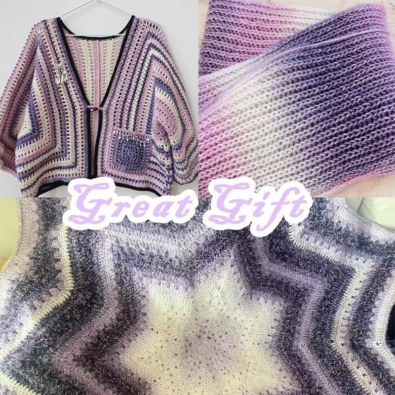 Yarniss Gradient Cake Yarns 4 Pack of 100g(3.52oz), Cake Yarn for Crocheting & Knitting,Soft Cake Rainbow Cotton Yarn for Sweater,Shawl,Scarf-Purple Gradient - Image 5