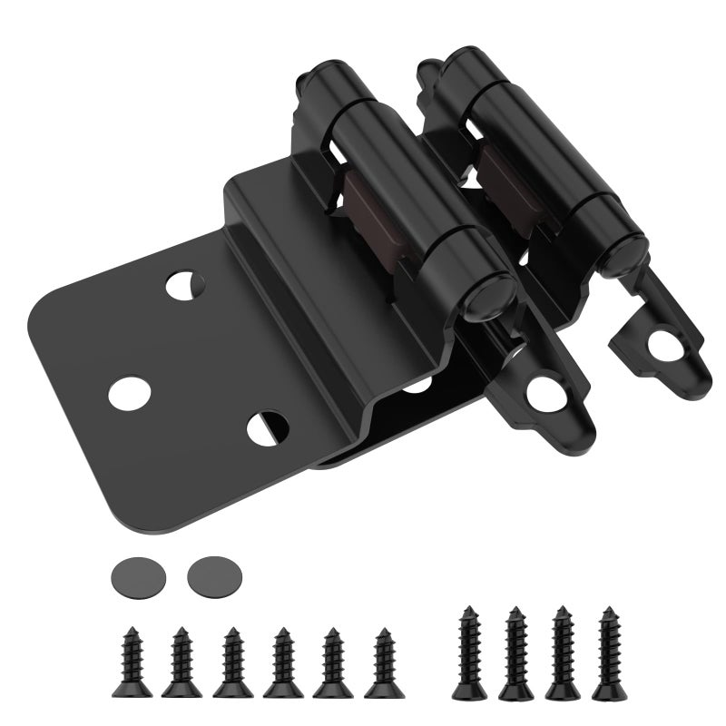 Chibery 3/8 Inch Inset Cabinet Hinges, 25 Pairs(50 Pack) Self Closing Flush Face Mount Hinges with Door Bumper, Variable Decorative Hardware for Bathroom, Furniture, Kitchen Cabinet Doors, Matte Black - Image 1