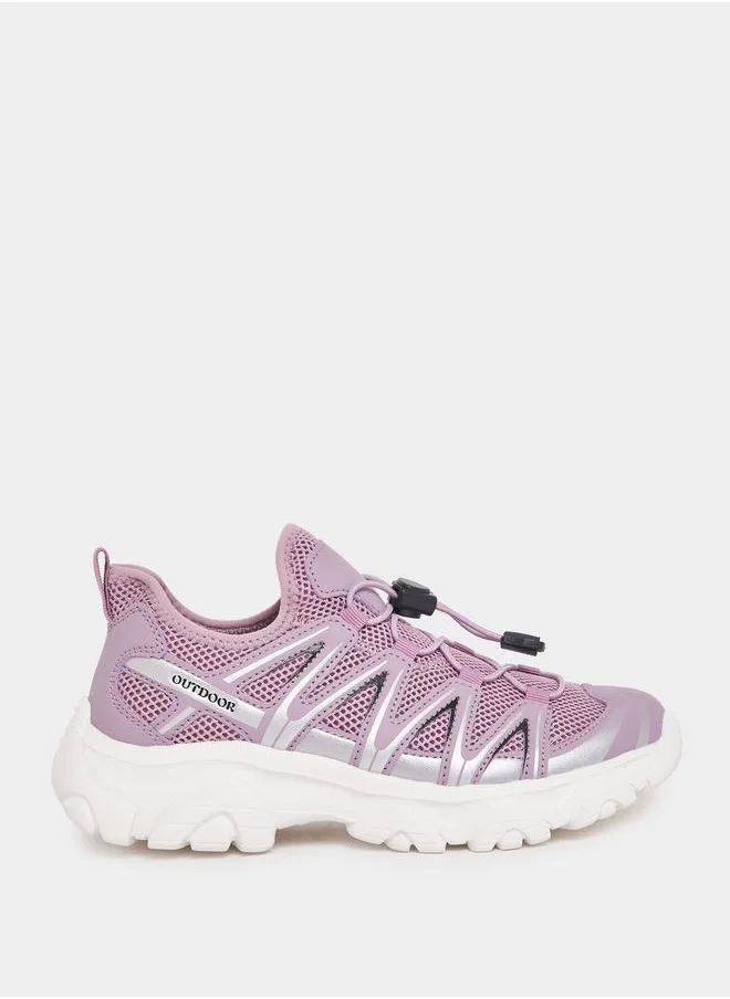 Styli Textured Casual Lace-Up Sneakers