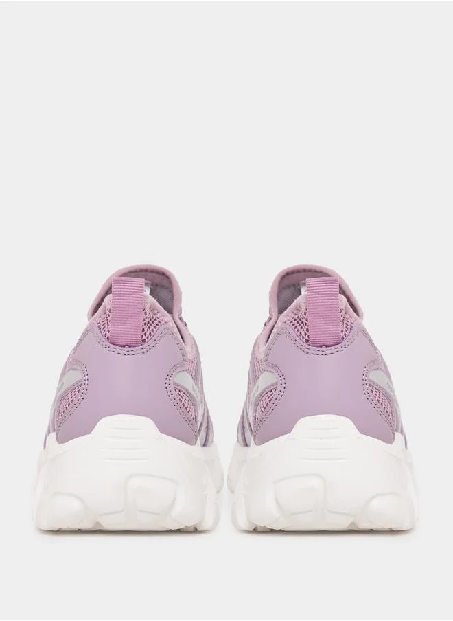 Styli Textured Casual Lace-Up Sneakers