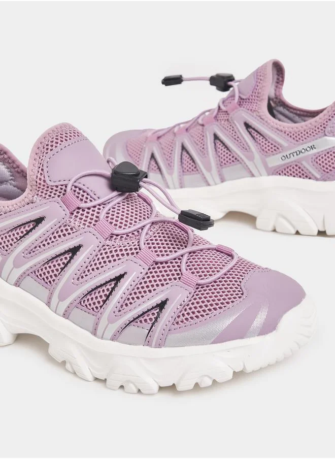 Styli Textured Casual Lace-Up Sneakers