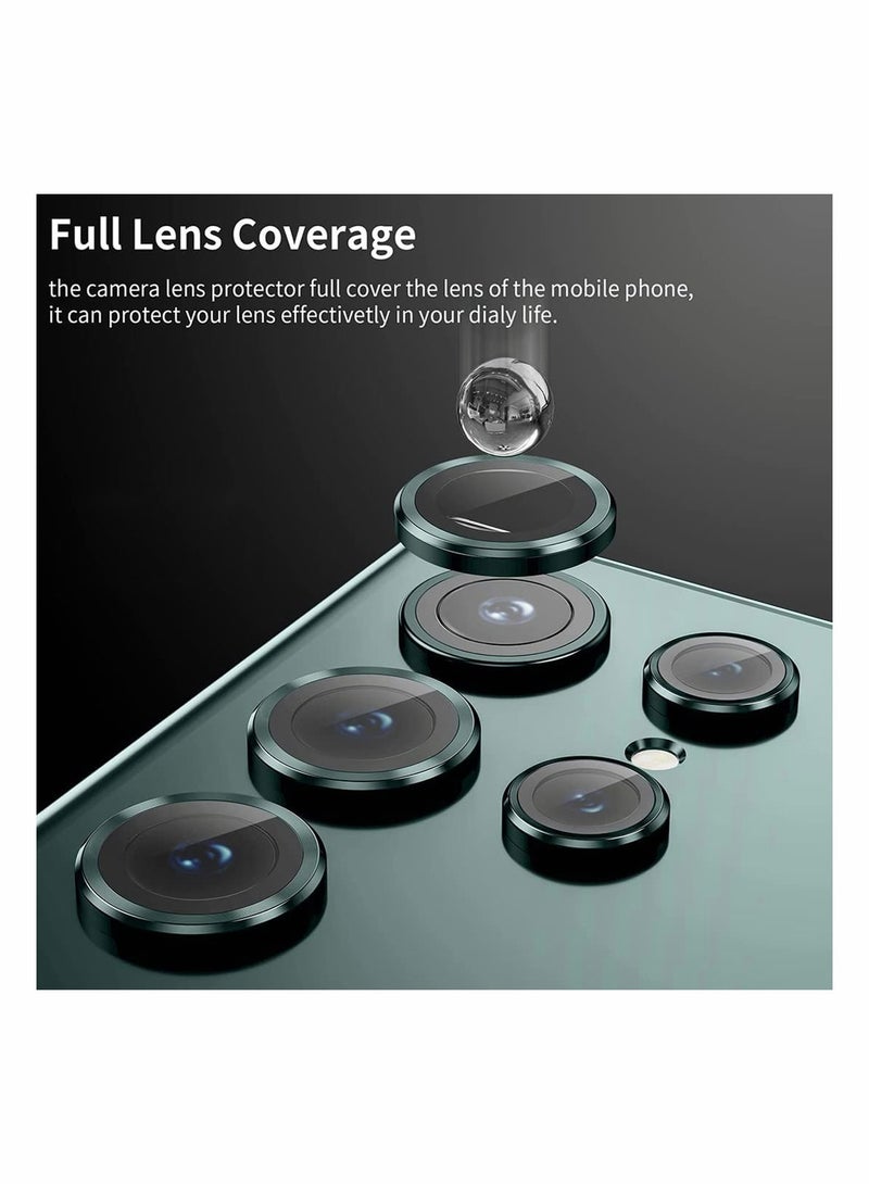 5PCS Tempered Glass Camera Lens Protector for Galaxy S22 Ultra 5G - Scratch Resistant, Ultra-Thin Metal Ring, Green Color - Image 2