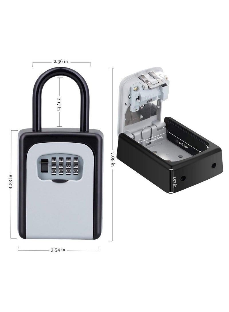 DUNISO Password Key Box, Wall Mounted 4 Digits Combination Resettable Lock, Key Lock Box Grey/Black (3.54*4.53*1.57 in) - Image 3