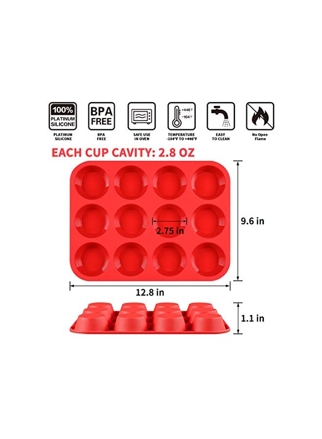 CAKETIME قوالب كب كيك سيليكون غير لاصقة خالية من مادة BPA، 12 كوب، قالب كب كيك، عبوة واحدة، قالب سيليكون بالحجم العادي - Image 5