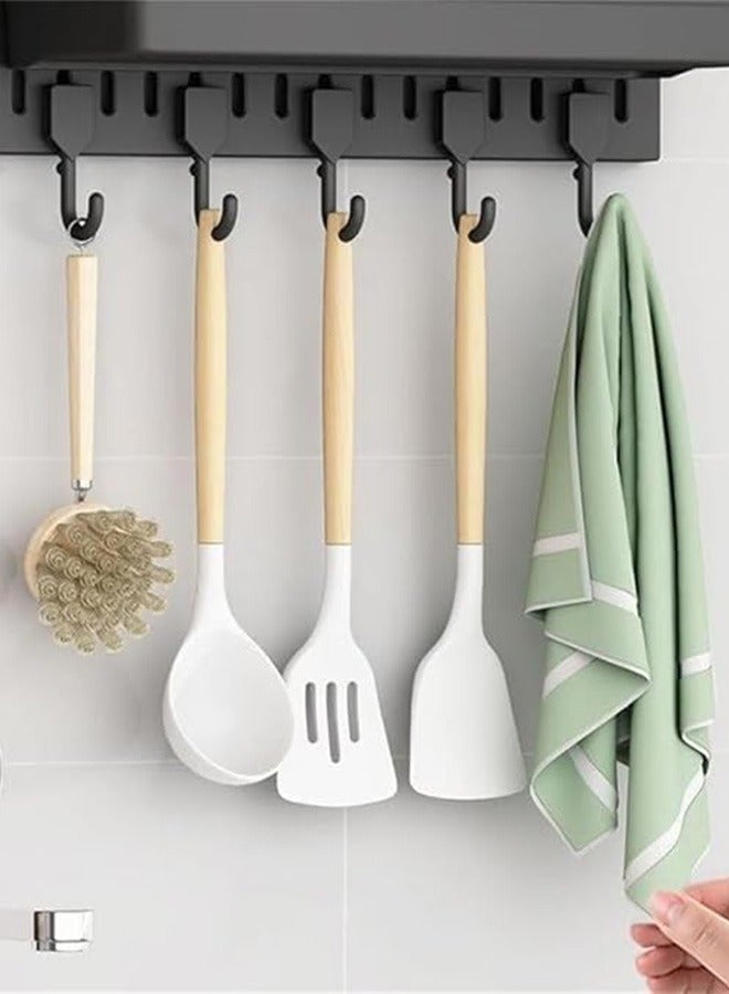 كوزينيست طقم منظم حائط بسطح مثقب مكون من 6 قطع باللون الأسود، رف تخزين وعرض جداري، تصميم معياري للتعليق على الحائط، منظم جداري للتزيين المنزلي والمكتبي، منظم جداري للمنزل والمكتب - Image 4