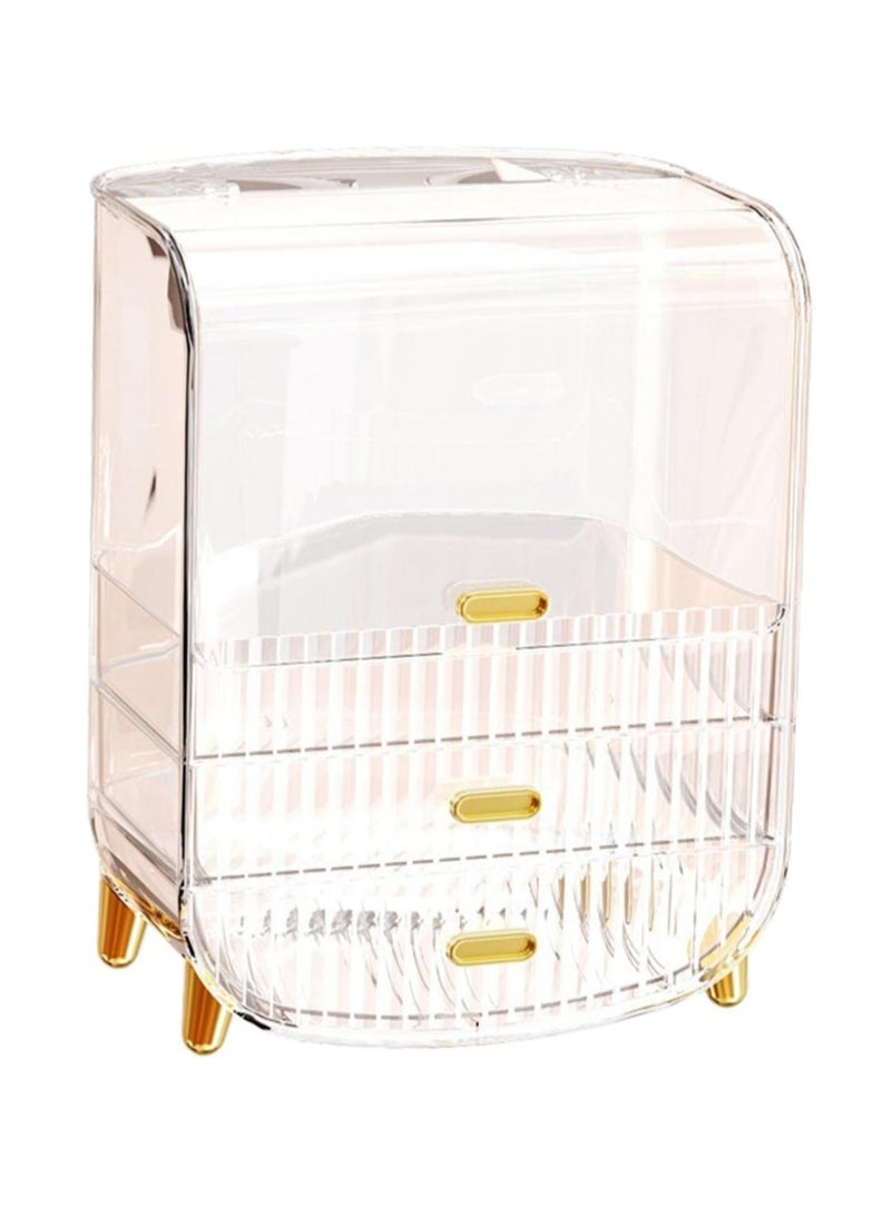 LEDIN Makeup Organizer Large Capacity Cosmetics Makeup Organizer for Vanity Dustproof Waterproof Cosmetics Display Case with Drawers for Skincare Lipstick Brushes and Jewelry - Image 3