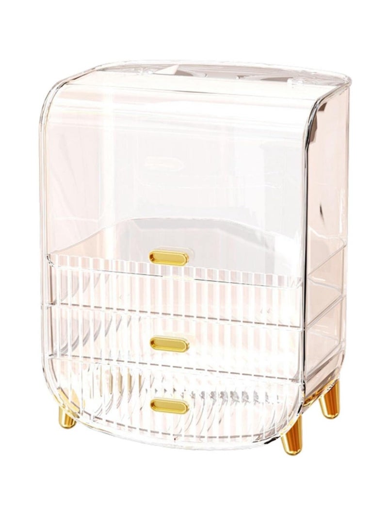 LEDIN Makeup Organizer Large Capacity Cosmetics Makeup Organizer for Vanity Dustproof Waterproof Cosmetics Display Case with Drawers for Skincare Lipstick Brushes and Jewelry - Image 4