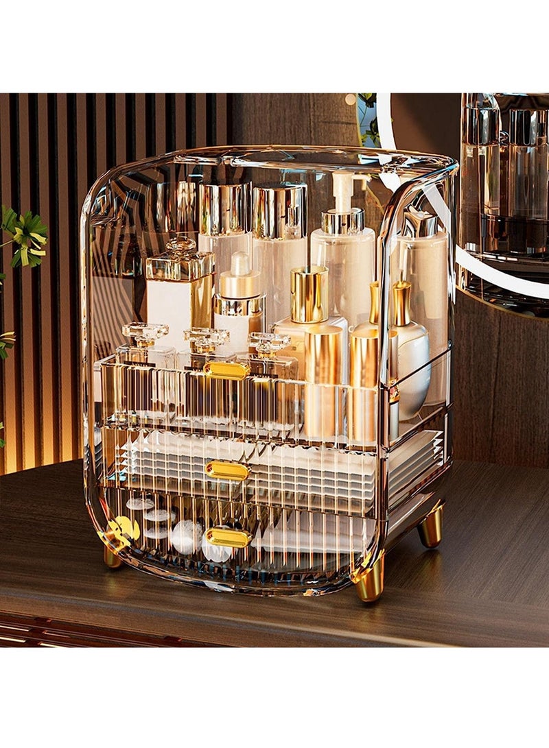LEDIN Makeup Organizer Large Capacity Cosmetics Makeup Organizer for Vanity Dustproof Waterproof Cosmetics Display Case with Drawers for Skincare Lipstick Brushes and Jewelry - Image 1