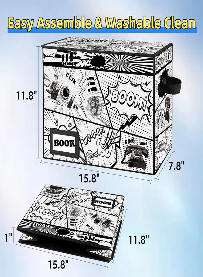 YNSZAS Collection Comic Book Storage Boxes, Protector Organizer 15.8" X 7.8" X 11.8" Collapsible Short Box Holds 160-180 Comic Book Heavy Duty Bin Container Holder Shelf - Image 5