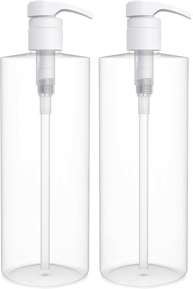 BRIGHTFROM Empty Shampoo Pump Bottles 32 OZ  1 Liter BPAFree Cylinder Containers Household  Commercial Use 2 Pack  Leak Proof - Image 1