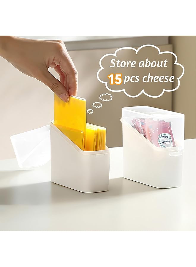 Excefore 3 Packs Sliced Cheese Holder With Lid, Plastic Cheese Storage Organizer, Cheese Container For Fridge, Cheese Keeper, Cheese Saver Holder (3Pcs) - Image 3