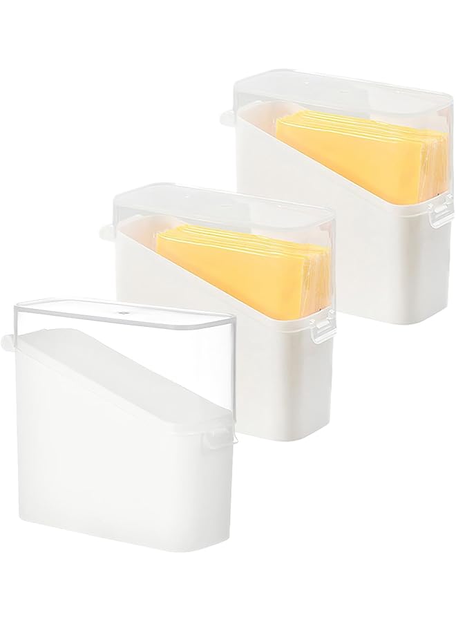 Excefore 3 Packs Sliced Cheese Holder With Lid, Plastic Cheese Storage Organizer, Cheese Container For Fridge, Cheese Keeper, Cheese Saver Holder (3Pcs) - Image 1