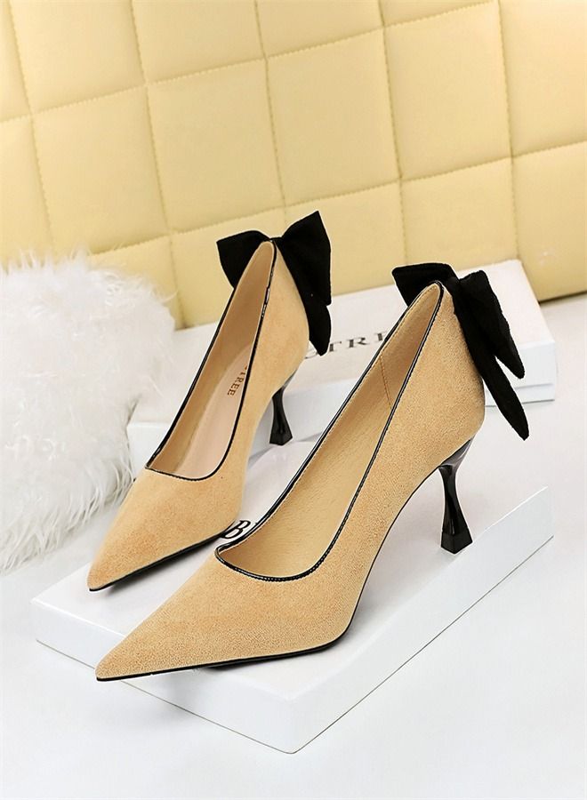 BIGTREE Fashion Pointed High Heels 5.5CM Beige 