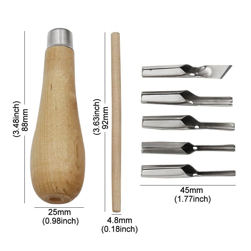 KRYTONE �.Fx 5 in 1 Linoleum Cutter Tools. 5 Blade Set for Linograph Printmaking Stamp.clay sculpture tools special-shaped carving knife DIY soft clay sculpture hand-made ultra-light ceramic set - Image 3