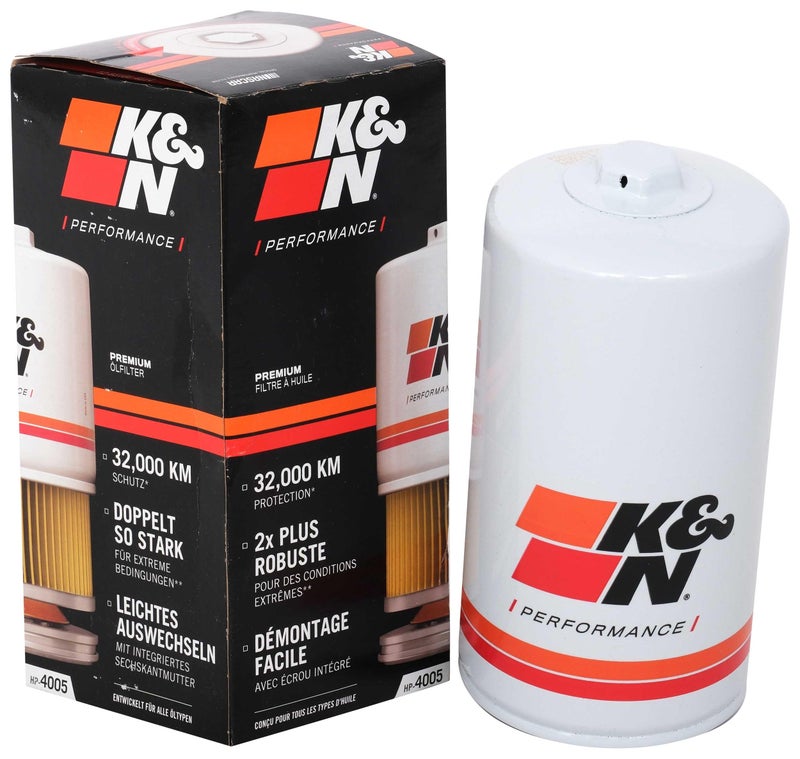 K&N Premium Oil Filter: 20,000 Mile Engine Protection with Wrench Off Nut: Compatible with Select 2011-2022 FORD (F250 Super Duty, F350 Super Duty, F450 Super Duty, F550 Super Duty, F650), HP-4005 - Image 1