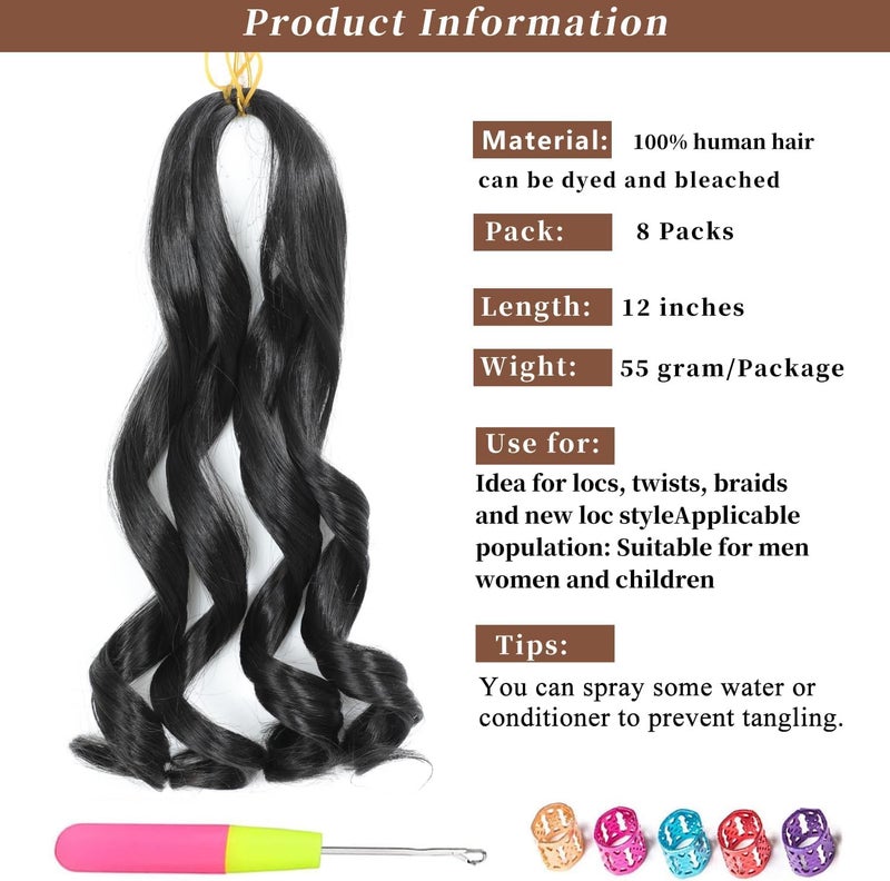 FALEMEI French Curly Braiding Hair 12 Inch 8 Packs - Pre Stretched Bouncy Braiding Hair- Loose Wavy Synthetic Hair Extensions for Black Women (12 inch 8 packs, 1B) - Image 3