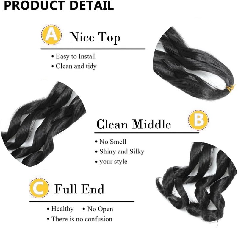 FALEMEI French Curly Braiding Hair 12 Inch 8 Packs - Pre Stretched Bouncy Braiding Hair- Loose Wavy Synthetic Hair Extensions for Black Women (12 inch 8 packs, 1B) - Image 4