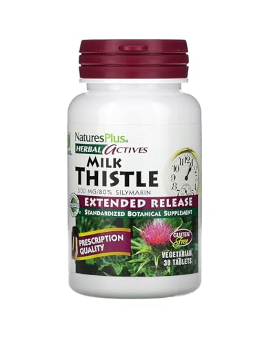 NaturesPlus Herbal Actives Milk Thistle, Extended Release - 500mg, 80% Silymarin, 30 Vegetarian Tablets - Gluten-Free - 30 Servings - Image 5