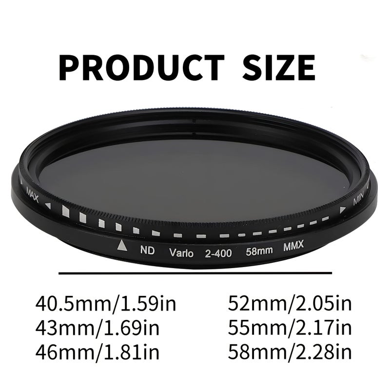 Variable Neutral Density ND2 ND400 Filter 46mm for DSLR Cameras - Image 4