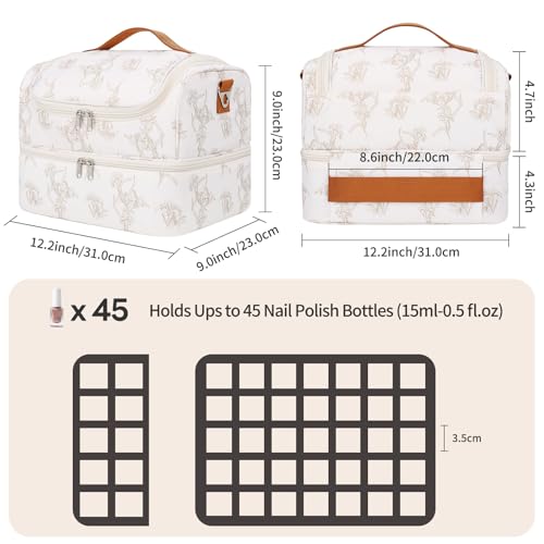 CUBETASTIC Nail Polish Organizer, Nail Supplies Storage Case Holds 45 Bottles Nail Polish & Nail Lamp, Travel Nail Tech Carrying Bag, Nail Kit Bag For Nail Stuff & Manicure Tools - Image 2