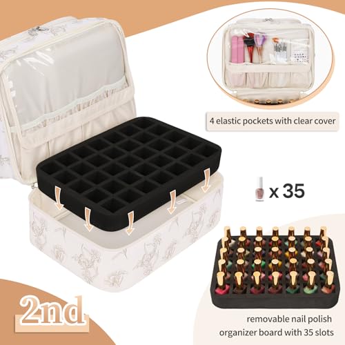 CUBETASTIC Nail Polish Organizer, Nail Supplies Storage Case Holds 45 Bottles Nail Polish & Nail Lamp, Travel Nail Tech Carrying Bag, Nail Kit Bag For Nail Stuff & Manicure Tools - Image 4
