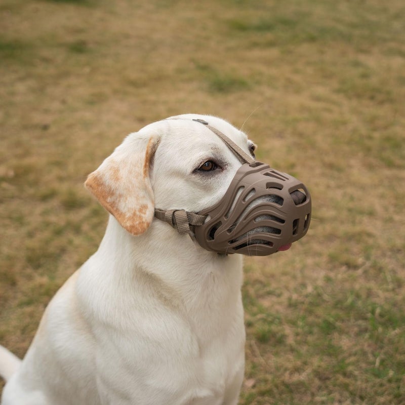 Diketone Dog Muzzle for Large Dogs Silicone Dog Muzzle, Dogs can Pant and Drink to Prevent Biting, Chewing and Barking (Coffee, M-5) - Image 1