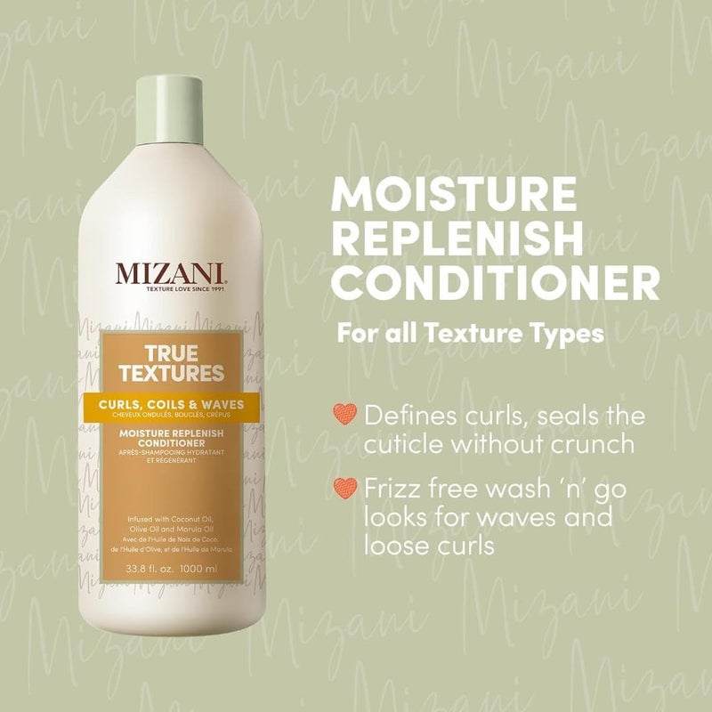 Mizani True Textures Moisture Replenish Conditioner - Deep Conditioner for Curly Hair with Coconut Oil & Olive Oil, Anti Frizz, Silicone-Free, Paraben Free, 33.8 Fl Oz - Image 3