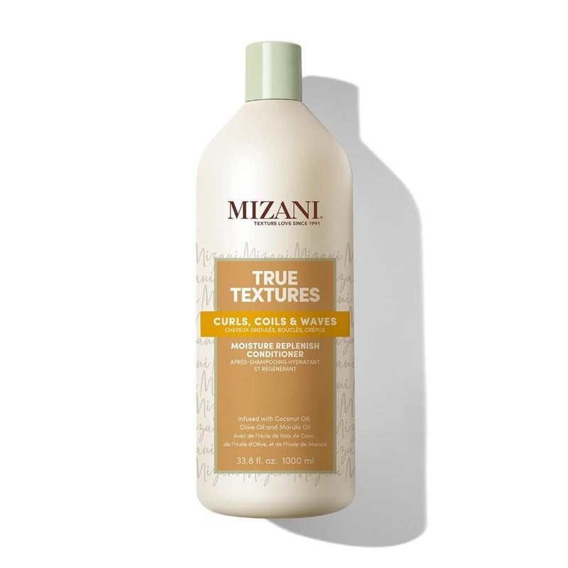 Mizani True Textures Moisture Replenish Conditioner - Deep Conditioner for Curly Hair with Coconut Oil & Olive Oil, Anti Frizz, Silicone-Free, Paraben Free, 33.8 Fl Oz - Image 1