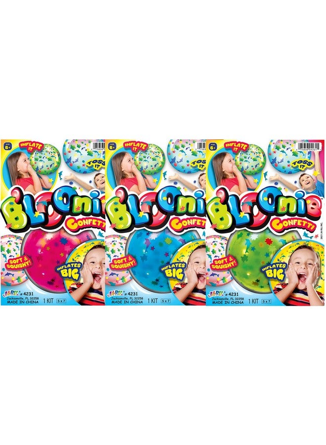 Ja-Ru JA-RU Bloonies Large Confetti Plastic Bubbles with Straw (12 Plastic Balloons Assorted) Clear Balloons with Confetti. Old School Toys for Kids. Bulk Pool Party Favors. 4231-12p - Image 5
