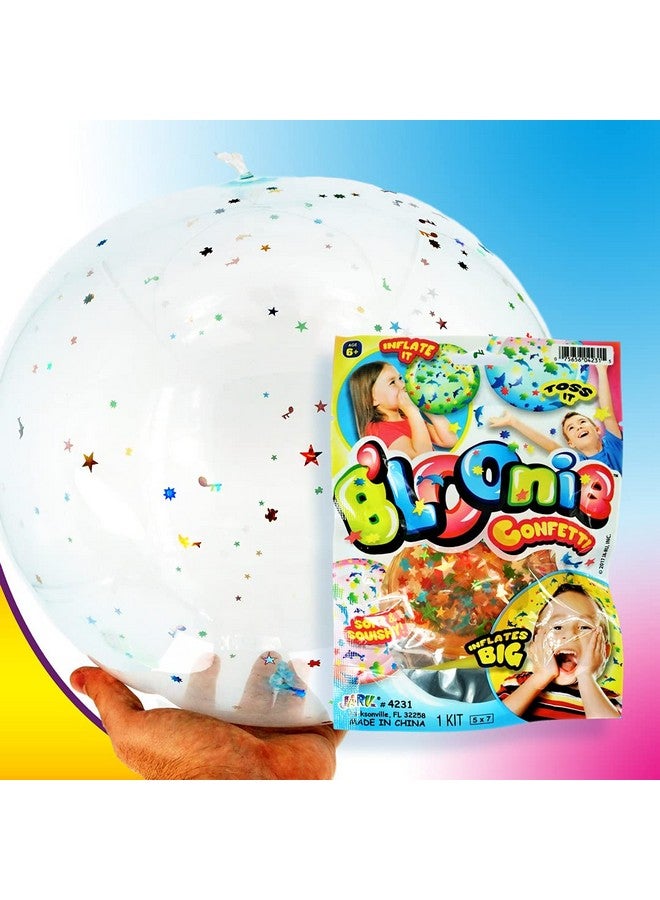 Ja-Ru JA-RU Bloonies Large Confetti Plastic Bubbles with Straw (12 Plastic Balloons Assorted) Clear Balloons with Confetti. Old School Toys for Kids. Bulk Pool Party Favors. 4231-12p - Image 2