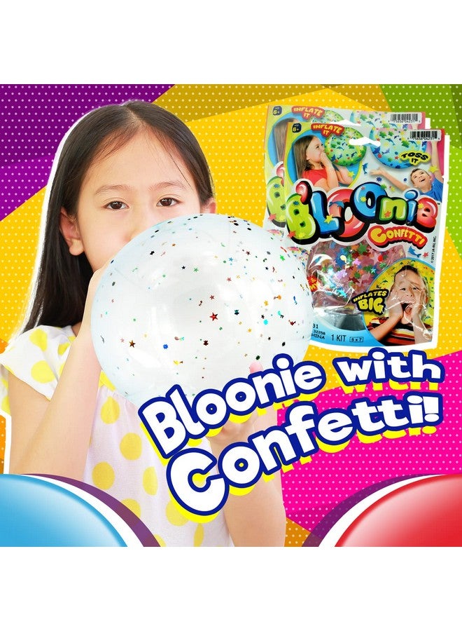 Ja-Ru JA-RU Bloonies Large Confetti Plastic Bubbles with Straw (12 Plastic Balloons Assorted) Clear Balloons with Confetti. Old School Toys for Kids. Bulk Pool Party Favors. 4231-12p - Image 4