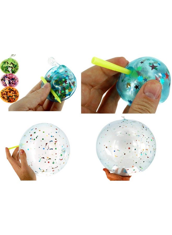 Ja-Ru JA-RU Bloonies Large Confetti Plastic Bubbles with Straw (12 Plastic Balloons Assorted) Clear Balloons with Confetti. Old School Toys for Kids. Bulk Pool Party Favors. 4231-12p - Image 3