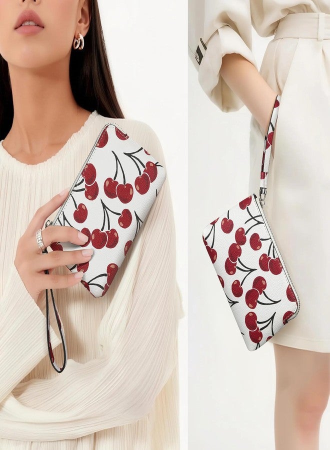 CATSEA Small Wristlet Purse Cherry Wristlet Wallet For Women Trendy Pu Leather Clutch Designer Evening Purse - Image 2