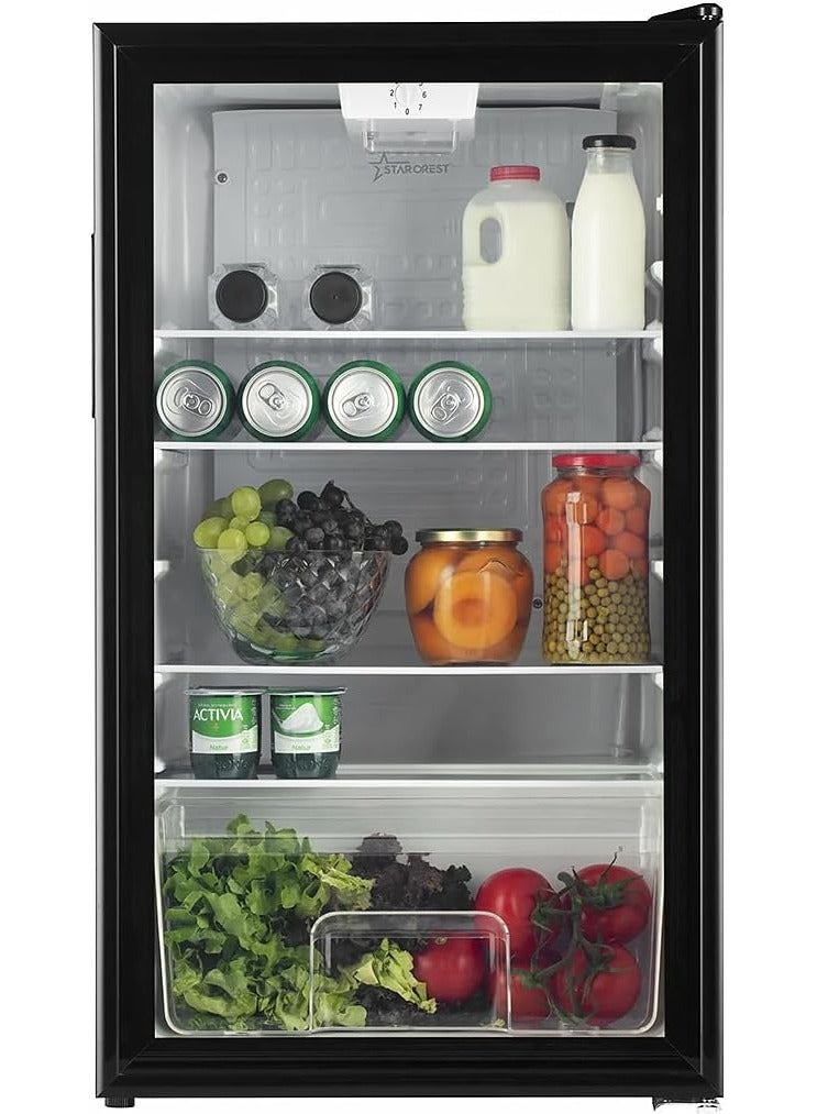 LC Multi-Functional Mini Fridge with Glass Door Display, 90L Capacity, Adjustable Temperature, LED Light, Compact Beverage and Snack Cooler for Home, Office, Dorm, Salon, or Café With 2 Year Warranty - Image 2