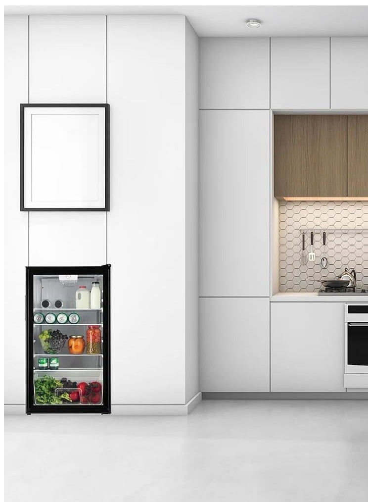 LC Multi-Functional Mini Fridge with Glass Door Display, 90L Capacity, Adjustable Temperature, LED Light, Compact Beverage and Snack Cooler for Home, Office, Dorm, Salon, or Café With 2 Year Warranty - Image 5