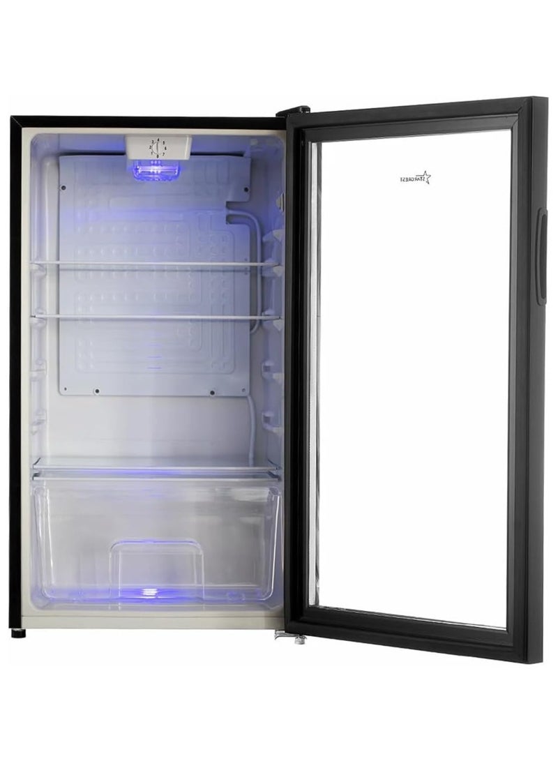 LC Multi-Functional Mini Fridge with Glass Door Display, 90L Capacity, Adjustable Temperature, LED Light, Compact Beverage and Snack Cooler for Home, Office, Dorm, Salon, or Café With 2 Year Warranty - Image 4