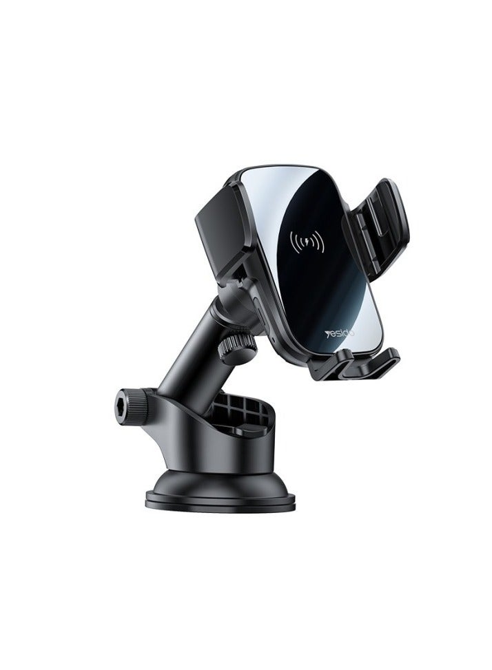 Yesido C186 Suction Cup Air vent Phone Holder | 15W Wireless Memoried Clip Charging holder - Image 1