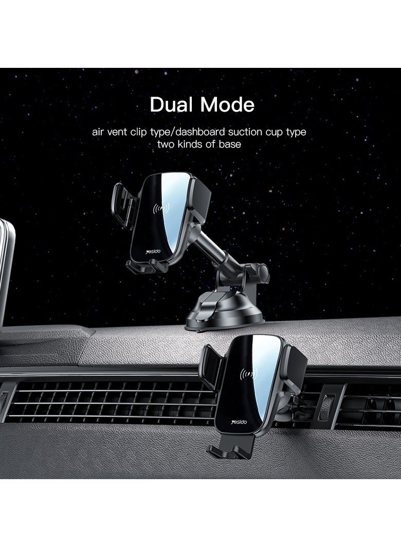 Yesido C186 Suction Cup Air vent Phone Holder | 15W Wireless Memoried Clip Charging holder - Image 5