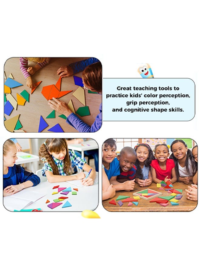 ألغاز تانغرام خشبية، مجموعة تانغرام، ألغاز على شكل حرف F، مكعبات منطقية للدماغ، ألعاب تعليمية، هدايا تعليمية للكبار والطلاب (نمط الشق). - Image 2