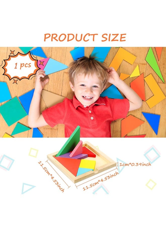 ألغاز تانغرام خشبية، مجموعة تانغرام، ألغاز على شكل حرف F، مكعبات منطقية للدماغ، ألعاب تعليمية، هدايا تعليمية للكبار والطلاب (نمط الشق). - Image 5