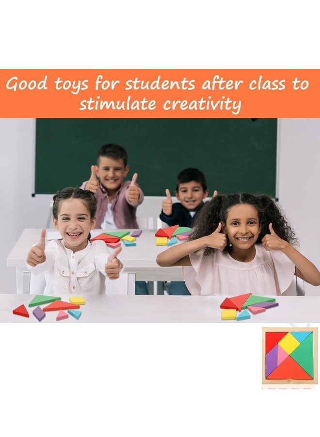 ألغاز تانغرام خشبية، مجموعة تانغرام، ألغاز على شكل حرف F، مكعبات منطقية للدماغ، ألعاب تعليمية، هدايا تعليمية للكبار والطلاب (نمط الشق). - Image 4