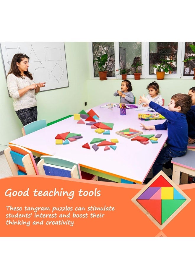 ألغاز تانغرام خشبية، مجموعة تانغرام، ألغاز على شكل حرف F، مكعبات منطقية للدماغ، ألعاب تعليمية، هدايا تعليمية للكبار والطلاب (نمط الشق). - Image 3