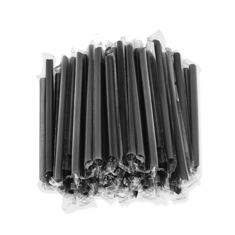 Homelance 400 Pcs Black Colors Jumbo Smoothie Straws Disposable Milkshake Straws Jumbo, Bubble Tea Straw For Cakes, Disposable Smoothie Straw Individually Wrapped (0.43" Wide X 9.84" Long) - Image 1