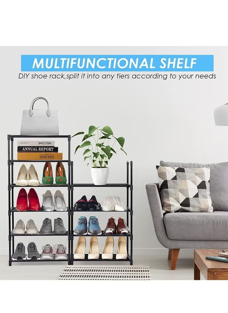 Tall Shoe Rack 10 Tier Narrow Shoe Rack 20-24 Pairs Vertical Shoe Rack Space Saving Stackable Tall Shoe Rack for Closet Entryway Durable Shoe Shelf Storage Metal Shoe Tower