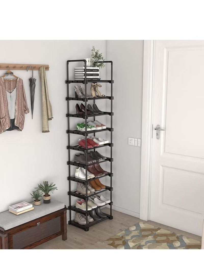 Tall Shoe Rack 10 Tier Narrow Shoe Rack 20-24 Pairs Vertical Shoe Rack Space Saving Stackable Tall Shoe Rack for Closet Entryway Durable Shoe Shelf Storage Metal Shoe Tower
