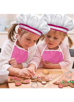 LENND Kids Cooking Baking Set 22Pcs, Kids Chef Role Play Costume Set - Chef Hat and Matching Pink Apron Children Dress up Pretend Gift for 3 4 5 6 7 8 Year Old Girls Toys  - Image 2