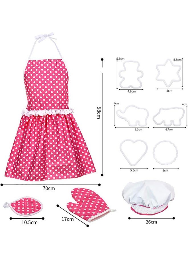 LENND - Kids Cooking Baking Set 22Pcs, Kids Chef Role Play Costume Set - Chef Hat and Matching Pink Apron Children Dress up Pretend Gift for 3 4 5 6 7 8 Year Old Girls Toys - Image 1