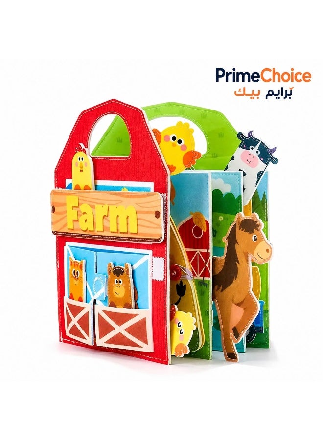Prime Choice Montessori Felt Busy Board for Toddlers, Portable Learning Activity Book, Farm-Themed Sensory Board, Dressing Skills Practice Toy, Early Educational Travel Toy for Boys and Girls - Image 1